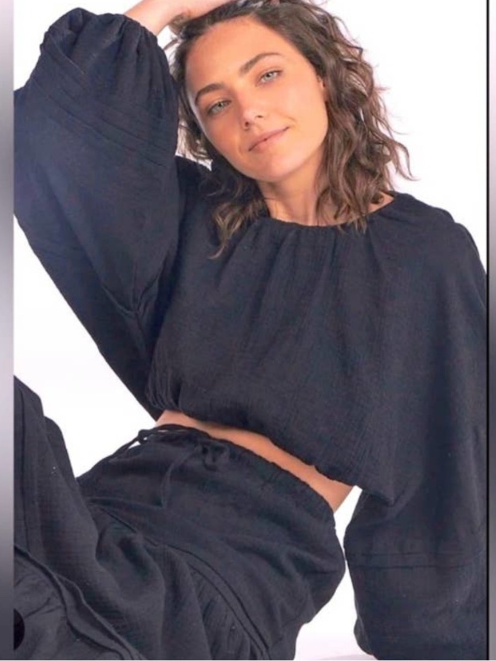 NWT Charlie Holiday Harriet Cotton Balloon-Sleeve Top medium